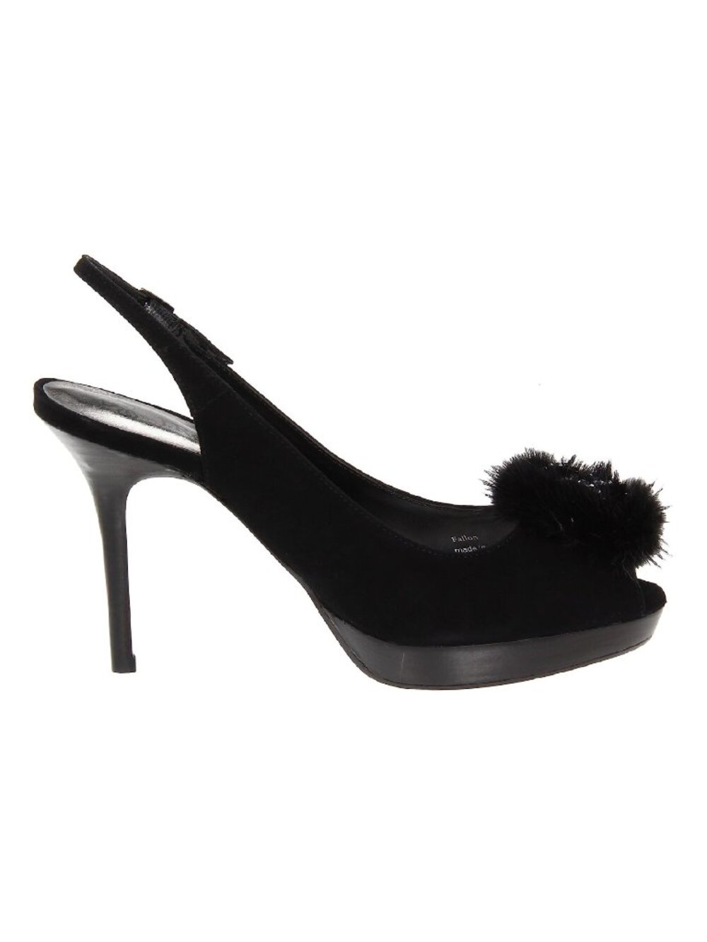 used J RENEE Women's Size 9M Fallon Black Suede Leather Slingback Shoes w/ Mink